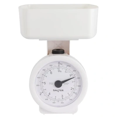 Afbeelding van Salter Mechanical Kitchen Food Scale White 3 kg capaciteit geen batterijen nodig