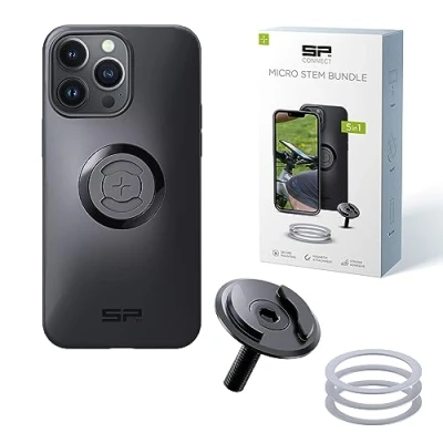 Afbeelding van SP Connect Micro Stem Bundle SPC+ compatibel met iPhone 14 Pro Max houder voor mobiele telefoon fiets telefoonhouder op