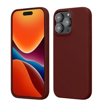 Afbeelding van kwmobile Case voor iPhone 15 Pro Max Slank TPU Hoesje met Zachte Afwerking In wijnrood