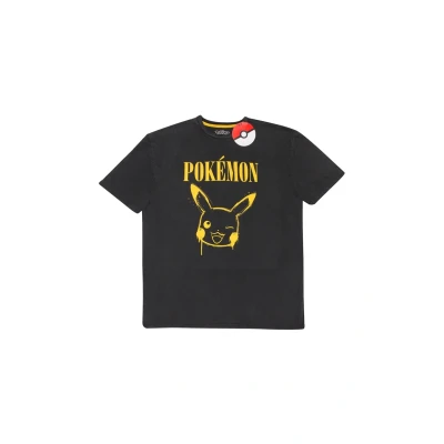 Afbeelding van Henry Tiger POKÉMON Graffiti Pikachu Tshirt print, Heren, Maat: Small, Acid washed black
