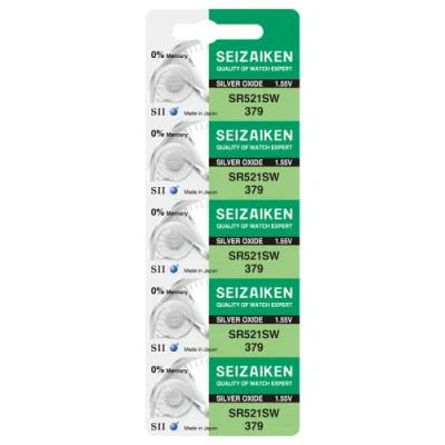 Afbeelding van Seizaiken Seiko 379 SR521SW horloge batterijen, zilveroxide, 1,55 V, 0% Hg, 5 stuks