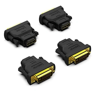Afbeelding van DVI naar HDMI adapter, BENFEI bidirectionele (DVI D) mannelijk vrouwelijk met verguld snoer, 4 stuks