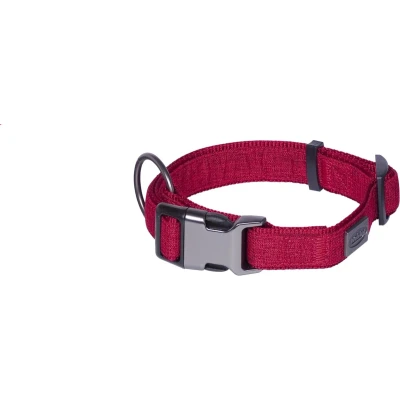 Afbeelding van Nobby Halsband Linnen Deluxe Rood M/L 40 55 cm Sterk Nylon in Linnenlook AUB Goed Opmeten Alvorens te Bestellen