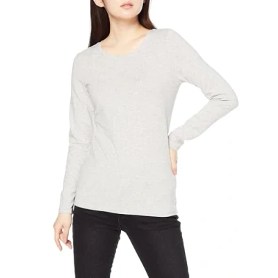 Afbeelding van Amazon Essentials Women&#039;s T shirt met lange mouwen en ronde hals in klassieke pasvorm (verkrijgbaar grote maten), Lichtgrijs, L