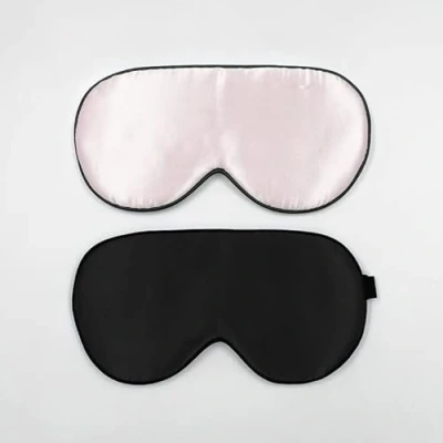 Afbeelding van townssilk 2 stuks 100% zijden slaapmasker met verstelbare riem, comfortabel en super zacht oogmasker inclusief 1 stuk Balck st roze