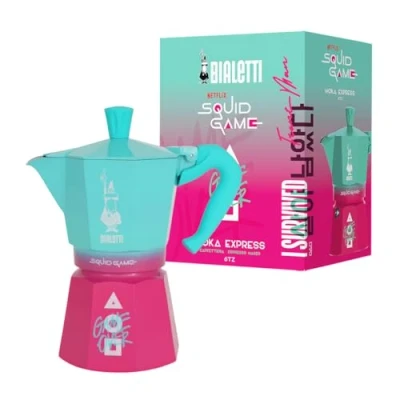 Afbeelding van Bialetti Moka Express Squid Game© 6 kopjes, hittebestendige handgreep, niet geschikt voor inductie, 270 ml, aluminium