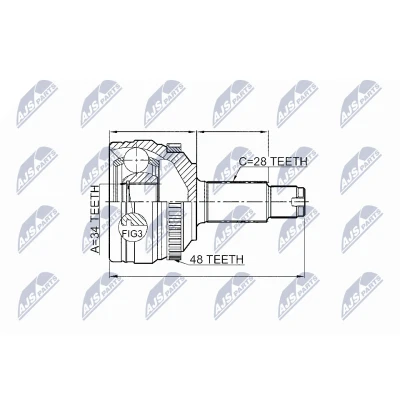 Afbeelding van Homokineet reparatie set, aandrijfas NTY NPZ DW 028