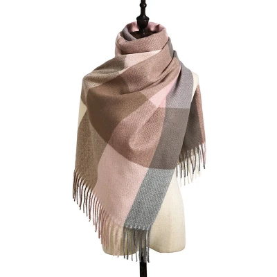 Afbeelding van Sjaal Lattice Weave Roze + Grijs