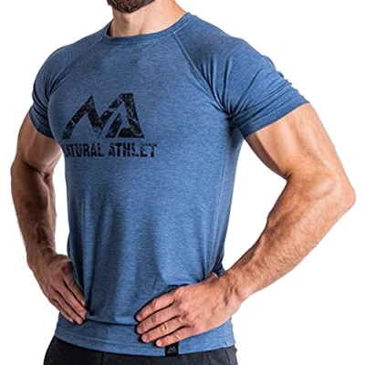 Afbeelding van Natural Athlet Fitness T shirt voor heren lang sneldrogend gym slim fit krachttaining en sport