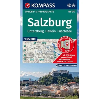 Afbeelding van KOMPASS Wanderkarte 017 Salzburg, Untersberg, Hallein, Fuschlsee 1:25.000