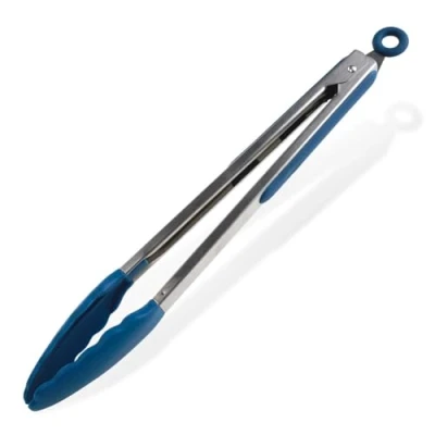 Afbeelding van Tasty tang, keukentang om te koken, hittebestendige kooktang voor serveren en draaien, barbecue saladetang, roestvrij staal siliconen keukengerei, afmetingen: 34,5 x 4,5 cm