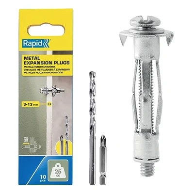 Afbeelding van Rapid Hollewandpluggen Ø8x32 Voor 3 13 mm plaatdkikte 25kg draagkracht 10 stuks in doos 5001546