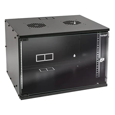 Afbeelding van HMF 65707 02 netwerkkast, serverkast 19 inch 7 HE 400 mm diepte glazen deur zwart