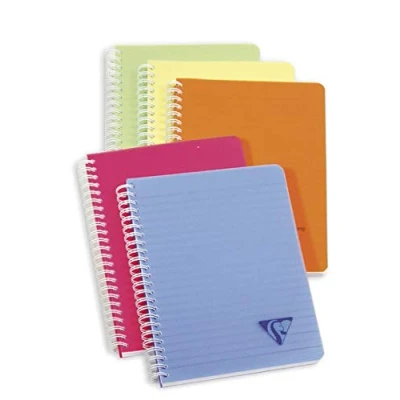 Afbeelding van Clairefontaine 328506C Set van 5 Linicolor Fresh Collectie Spiraal Notitieboek A5 14,8x21cm 180 kleine ruiten Pagina&#039;s 90 g Wit Papier Transparante Polypropyleen kaft in Willekeurige Kleuren