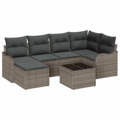 Afbeelding van vidaXL 6 Delige Tuin Sofa Set met Kussens Zwart Poly Rattan