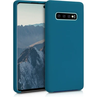 Afbeelding van kwmobile telefoonhoesje geschikt voor Samsung Galaxy S10 Plus / S10+ Hoesje met siliconen coating Smartphone case in mat petrol