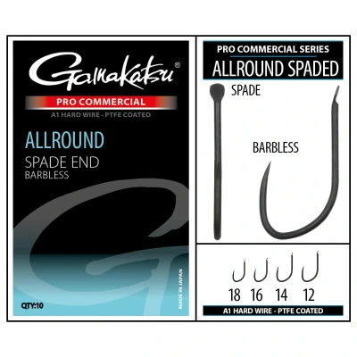 Afbeelding van Gamakatsu Coarse Pro C Allround A1 PTFE Spade End Barbless (10 pcs) Maat : 18