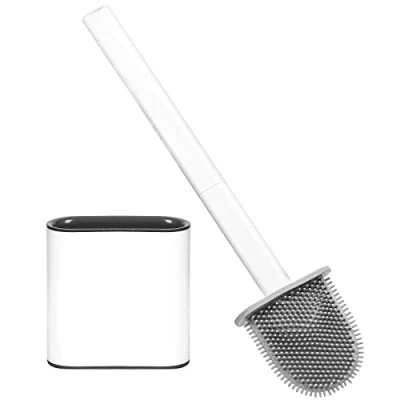 Afbeelding van Toiletborstel van silicone, wc borstel met houder, wandmontage, borstel, siliconen set voor badkamer sneldrogende houderset