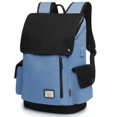 Afbeelding van Wind Took Laptop Rugzak voor Vrouwen Mannen, 15Inch College Computer School tas met USB poort, dames Zakelijk Werk Dagrugzak, Reizen Wandelen rugzak, blauw zwart, M, Casual