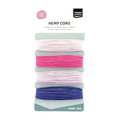 Afbeelding van Vaessen Creative Hemp Koord Assortiment 4x10m Paars/roze