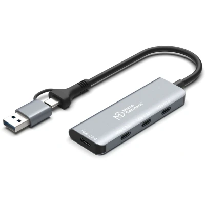 Afbeelding van MicroConnect USB 3.2 GEN1 dubbele poort (USB C, 4 Havens), Docking station + hub