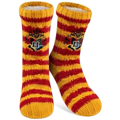 Afbeelding van Harry Potter Huttensokken, gebreide huissokken met sherpa voering voor dames, knuffelsokken, pluizige wintersokken, warme damessokken, eenheidsmaat, oranje/rood, 38 43