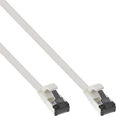 Afbeelding van U/FTP CAT8.1 40 Gigabit platte netwerkkabel met TPE mantel / wit LSZH 7,5 meter