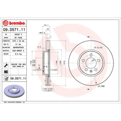 Afbeelding van Brembo Remschijven 09.D571.11