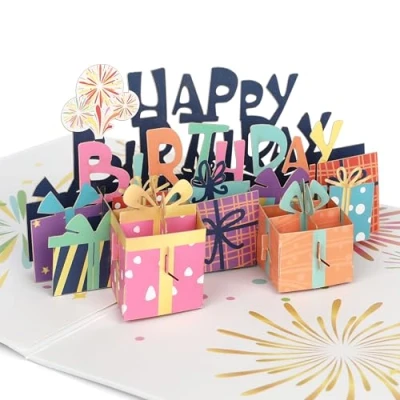 Afbeelding van CraftWerk 3D pop up kaart Happy Birthday cadeaubon voor verjaardag met envelop grappige verjaardagskaart verrassingseffect