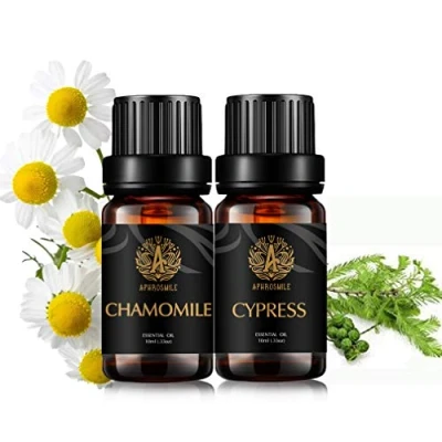 Afbeelding van Aromatherapie Cipres Essentiële Olie Set voor Diffuser, 2X10ml 100% Pure Kamille Kit Luchtbevochtiger, Thuis Kamille, Oliën Set, Olie,