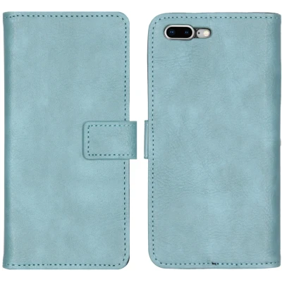Afbeelding van Apple iPhone 8 Plus Hoesje Kunstleder iMoshion Bookcase Lichtblauw Telefoonhoesje