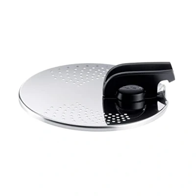 Afbeelding van Tefal Ingenio Afdruiprek van roestvrij staal, eenvoudige opslag, meerdere diameter, compatibel met Ingenio, vaatwasmachinebestendig, staal en zwart, afdruipdeksel 14 20 cm