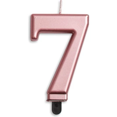 Afbeelding van Kaars 7 jaar Rose Goud Metallic 8cm