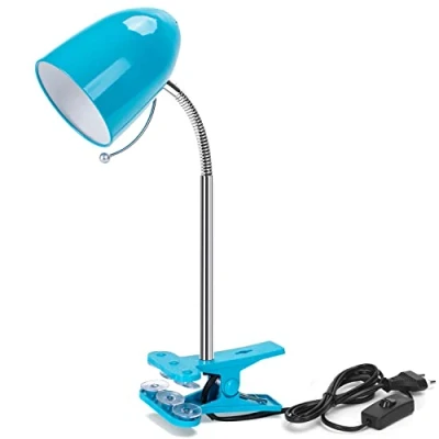 Afbeelding van Aigostar Tafellamp met Clip Retro Zilver,Desk Lamp Zonder Gloeilamp,Leeslamp on Compatibel E27 Type LED Lamp, Flexibele Hals Verstelbaar,1,53m Kabel Schakelaar,Clamp Lamp,Reading