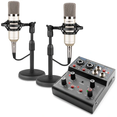 Afbeelding van Vonyx VMM301 podcast set USB Mixer met audio interface + 2