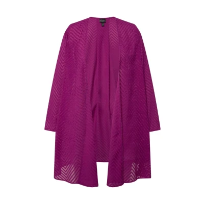 Afbeelding van Ulla Popken Sheer Textured Chevron Vest, Dames, Maat: 42/44, Magenta