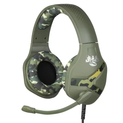 Afbeelding van Mythics gaming headset Green Camo Nemesis inklapbare microfoon in line afstandsbediening superieur geluidskwaliteit (PS4/PS5)