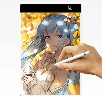 Afbeelding van Supfine A4 led lichtpad, instelbare helderheid, lichttafel met USB kabel, acryl lichtpad voor diamond painting, ontwerpen en tekenen, schetsen (A4)