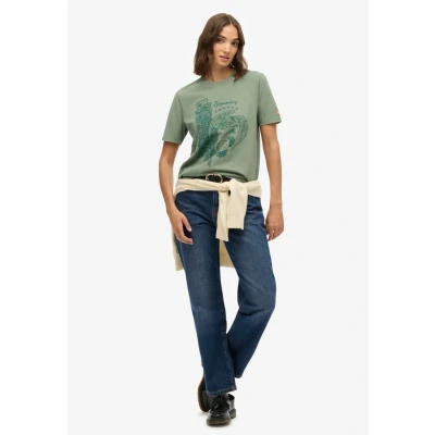 Afbeelding van Superdry Tokyo Narrative Tshirt print, Dames, Maat: 38, Laurel khaki
