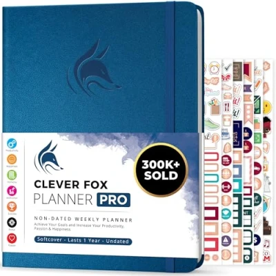 Afbeelding van Clever Fox Planner PRO Wekelijkse &amp; maandelijkse Life om de productiviteit, het tijdmanagement en behalen van uw doelen te verhogen Organizer, Ongedateerd, A4 Formaat Mystiek Blauw