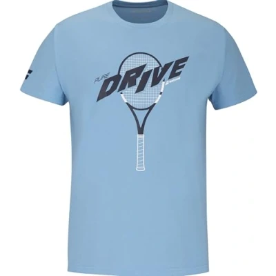 Afbeelding van Babolat Pure Drive T shirt Heren 80% Katoen Tennis Padel Training Blauw Maat S