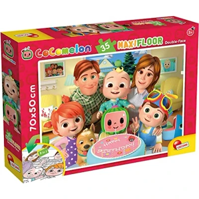 Afbeelding van COCOMELON vloerpuzzel Fijne verjaardag 35 stukjes Puzzel en kleurplaat Formaat 70x50