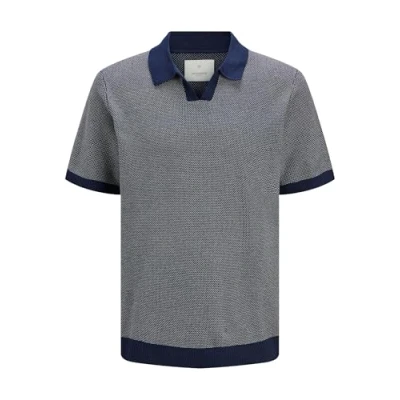Afbeelding van JACK &amp; JONES Heren Jprcceaston Knit Split Neck Ss Pls, Naval Academy, 5XL