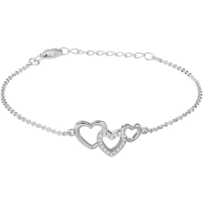 Afbeelding van Armband Zilver Hartjes en Zirkonia 1,4 mm x 13 19 cm lang