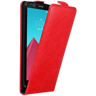 Afbeelding van Cadorabo Hoesje geschikt voor LG G4 / PLUS in APPEL ROOD Beschermhoes Flip Case Cover magnetische sluiting