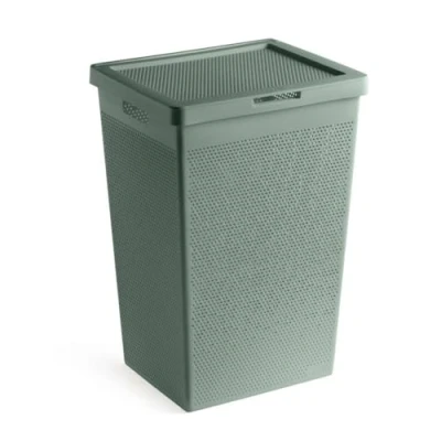 Afbeelding van TATAY Bohol Wasmand met deksel, inhoud 60 liter, polypropyleen, BPA vrij, 100% gerecycled kunststof, groen, afmetingen: 42,5 x 35,5 62 cm