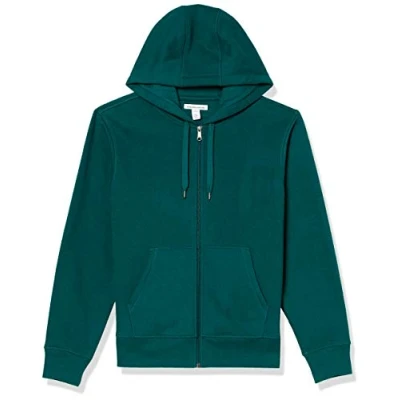 Afbeelding van Amazon Essentials Men&#039;s Fleecetrui met volledige ritssluiting en capuchon (verkrijgbaar in grote lange maten), Bosgroen, XL XXL