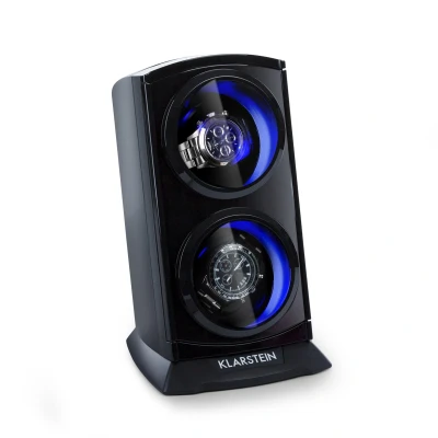 Afbeelding van Klarstein St. Gallen Premium Horlogeopwinder 2 Horlogehouders 17,5 Tot 20 Cm (L) Max. 2,8 (B) In richtingen draaien 650 / 900 1200 1500 Tpd Kunststof Behuizing Blauwe LED Verlichting Acrylvenster