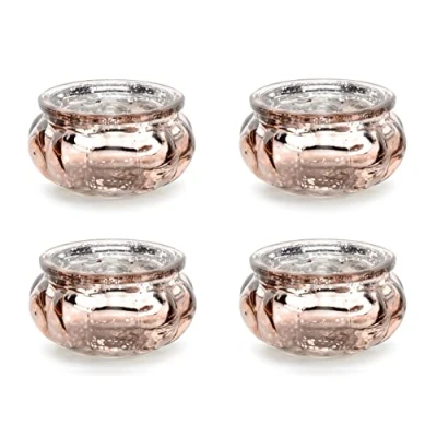 Afbeelding van Glazen theelichthouders rosegold 6 x 3cm, 4 stuks