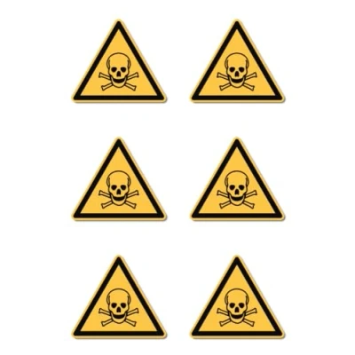 Afbeelding van Waarschuwing voor giftige stoffen: W016 DIN EN ISO 7010 / ASR A1.3 stickers: 5 cm, 6 stuks